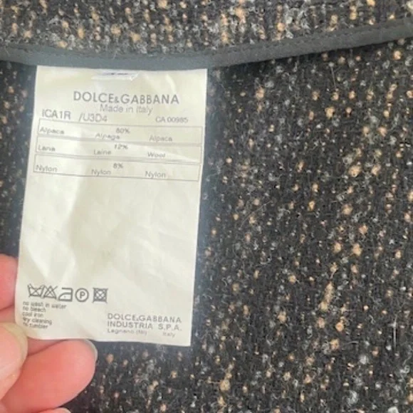 VINTAGE Dolce & Gabbana Tweed Wool Coat Fur Collar Made in Italy Size 42  US 6/8 - Picture 8 of 13